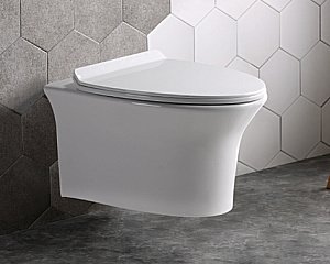 Унитаз подвесной Ceramalux CL-2100 белый, безободковый, с крышкой микролифт купить в интернет-магазине Sanbest