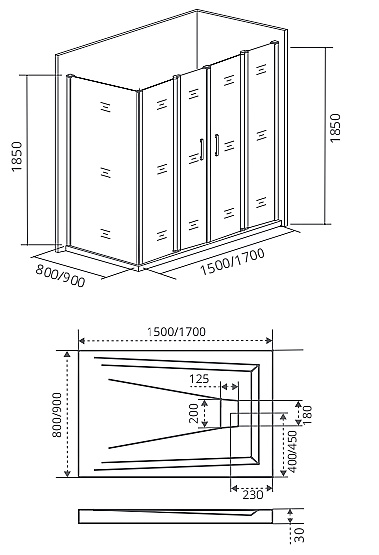 Душевой уголок Good door INFINITY WTW-TD+SP 150x80 матовый купить в интернет-магазине Sanbest