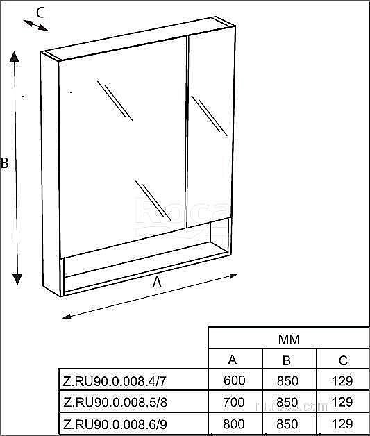 Зеркальный шкаф Roca The Gap ZRU9302750 80 белый матовый купить в интернет-магазине сантехники Sanbest