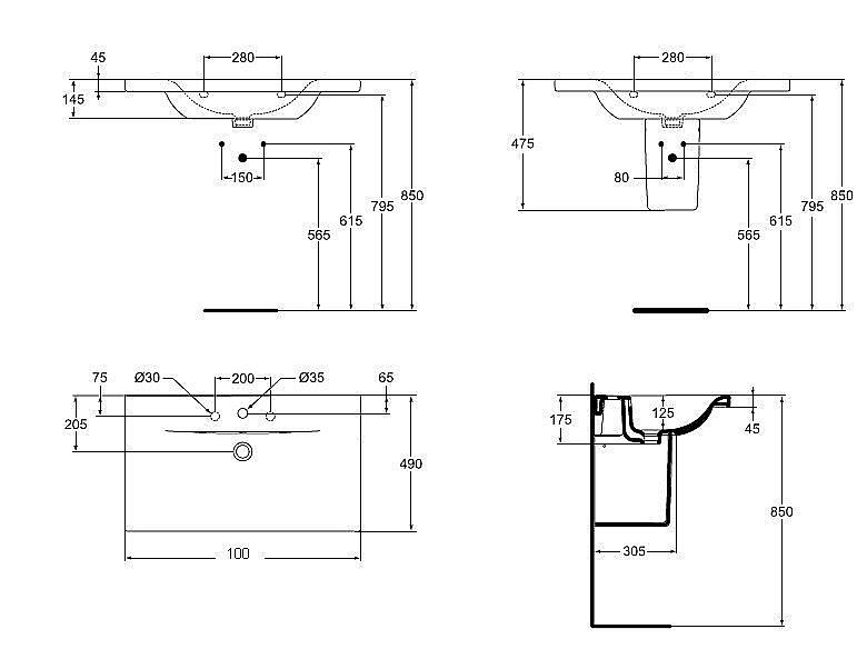 Раковина на полупьедестале Ideal Standard Connect 100 E812601 белая купить в интернет-магазине Sanbest