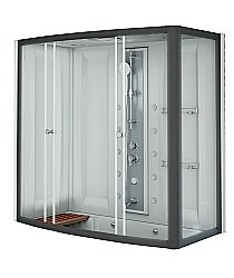 Душевое ограждение Радомир Элис 168х85 профиль черный/стекла прозрачные, правое купить в интернет-магазине сантехники Sanbest