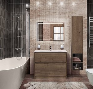 Тумба с раковиной BelBagno Kraft 600 Rovere Tabacco для ванной в интернет-магазине Sanbest