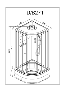 Душевая кабина Deto Серия D D271S+ эл. 100x100 купить в интернет-магазине Sanbest