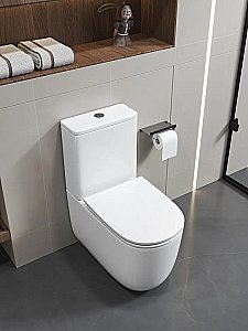 Унитаз напольный Ceruttispa MIRKO CT11090 безободковый с бачком, с крышкой микролифт, слив-торнадо, белый купить в интернет-магазине Sanbest