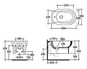Биде подвесное Galassia M2 5246 купить в интернет-магазине Sanbest