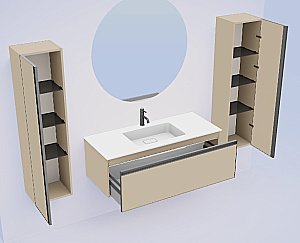 Тумба с раковиной Armadi Art QUATRO 1 100 DAPHNE/профиль ANTHRACITE/раковина белая для ванной в интернет-магазине Sanbest