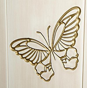 Зеркало со шкафом Misty Бабочка 120,6 бежевое патина в ванную от интернет-магазине сантехники Sanbest