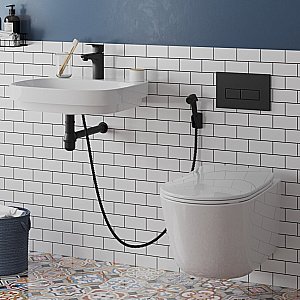 Смеситель для раковины PAINI Viva Style P4YO205/574 с гигиеническим душем, черный купить в интернет-магазине сантехники Sanbest