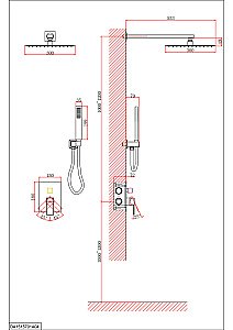 Душевая система D&K Bayern.Liszt DA1515707A04 золото матовое купить в интернет-магазине сантехники Sanbest