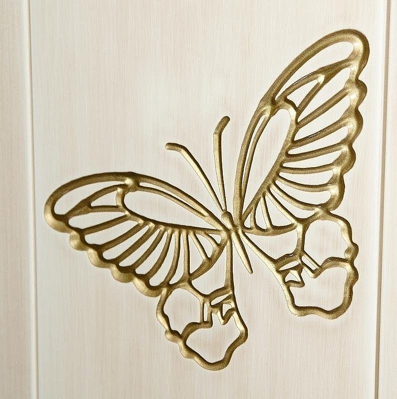 Зеркало со шкафом Misty Бабочка 120,6 бежевое патина в ванную от интернет-магазине сантехники Sanbest