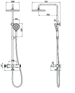 Душевая система Vincea Rim VSFS-2RM1CH хром купить в интернет-магазине сантехники Sanbest