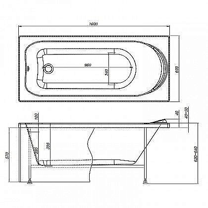 Акриловая ванна Aquanet Nord 160x70 205533 с к/с купить в интернет-магазине Sanbest