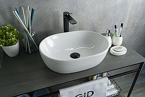 Раковина накладная Gid Lago 48 N9026b 51113 белая купить в интернет-магазине Sanbest