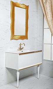 Тумба с раковиной Armadi Art Vallessi Avantgarde Canale 80 белая с золотом для ванной в интернет-магазине Sanbest