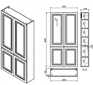 Пенал Caprigo Wales 36051 цвет на выбор для ванной в интернет-магазине сантехники Sanbest