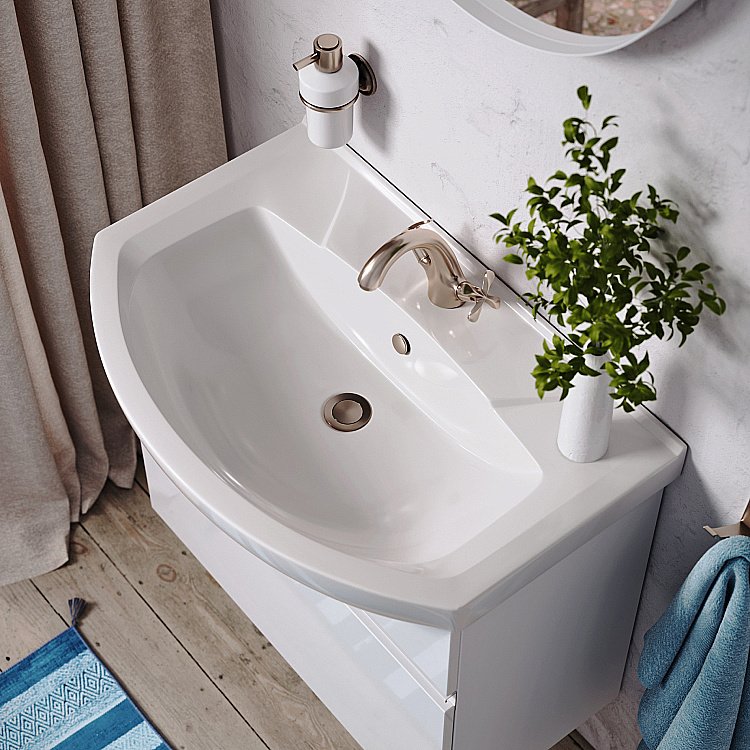 Тумба с раковиной Aqwella Rodos 76 ROD01071 белая для ванной в интернет-магазине Sanbest