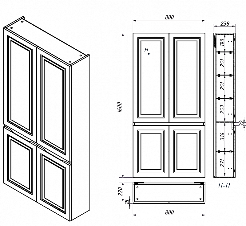 Пенал Caprigo Wales 36051 цвет на выбор для ванной в интернет-магазине сантехники Sanbest