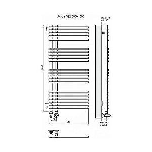 Полотенцесушитель водяной Terminus Астра П22 500x1096 купить в интернет-магазине сантехники Sanbest