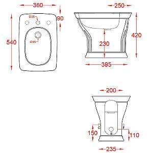 Биде напольное Artceram Civitas CIB002 Grigio Acquarello купить в интернет-магазине Sanbest