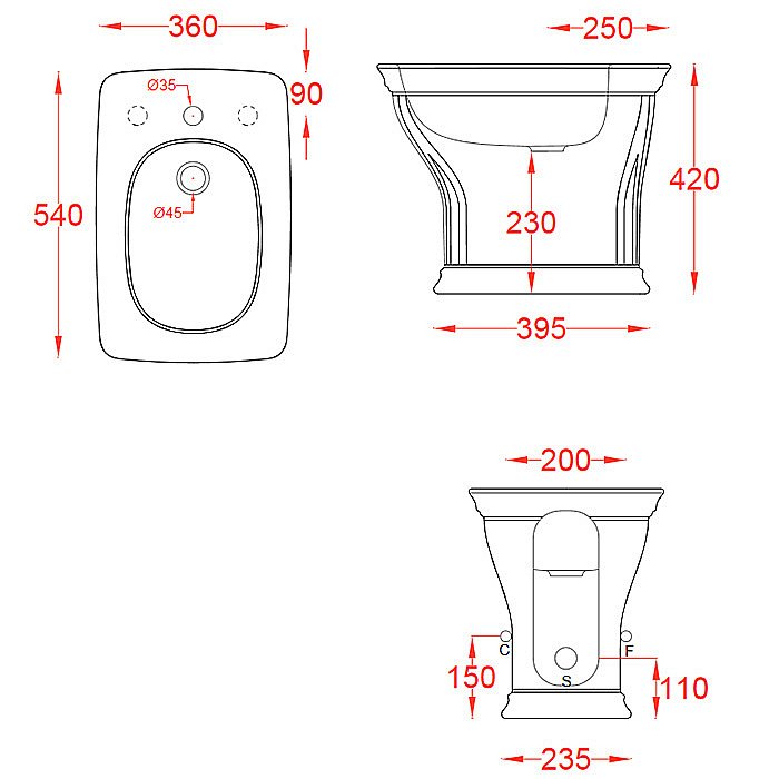 Биде напольное Artceram Civitas CIB002 Grigio Acquarello купить в интернет-магазине Sanbest