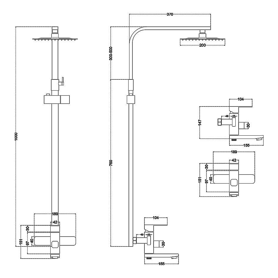 Душевая система Melana Cubo 610207 купить в интернет-магазине сантехники Sanbest
