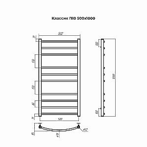 Полотенцесушитель водяной Terminus Классик П10 500х1000 купить в интернет-магазине сантехники Sanbest