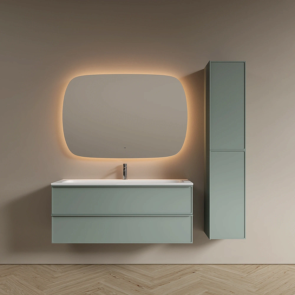 Тумба с раковиной Sancos Velta 120 VL120GG+CN7017 серо-зеленая матовая/раковина белая, с отверстием для ванной в интернет-магазине Sanbest