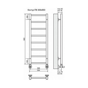 Полотенцесушитель водяной Terminus Контур П8 300x900 купить в интернет-магазине сантехники Sanbest