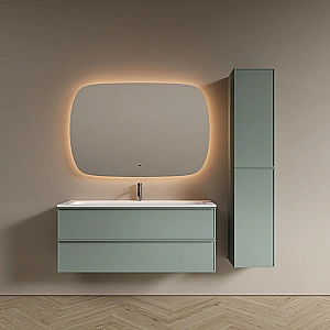 Тумба с раковиной Sancos Velta 120 VL120GG+CN7017 серо-зеленая матовая/раковина белая, с отверстием для ванной в интернет-магазине Sanbest