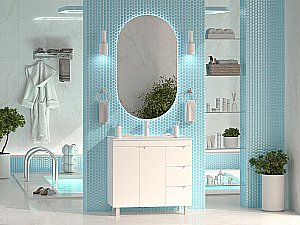 Тумба с раковиной Misty Оптима - 90 П-Опт-07090-011П3Я белая для ванной в интернет-магазине Sanbest