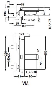 Смеситель для ванны и душа Cezares MOLVENO-VM купить в интернет-магазине сантехники Sanbest
