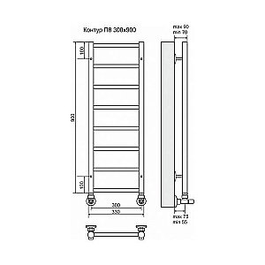 Полотенцесушитель водяной Terminus Контур П8 300x900 купить в интернет-магазине сантехники Sanbest