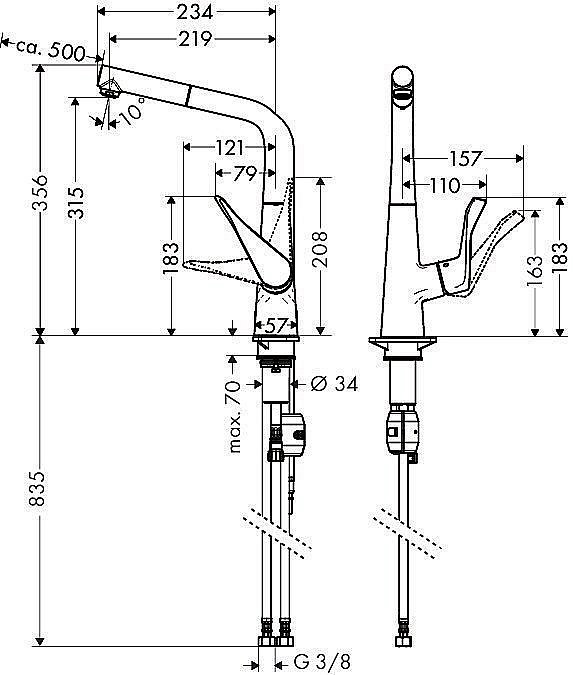 Смеситель для кухни Hansgrohe Metris 14821000 купить в интернет-магазине сантехники Sanbest