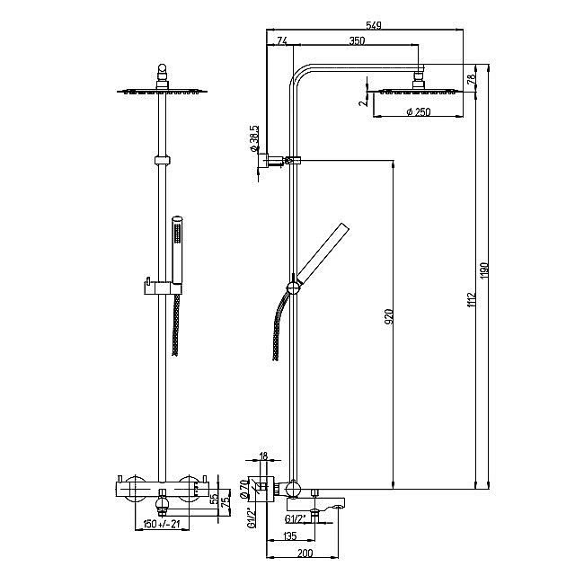 Душевая система PAINI Cox 78CR687TH хром купить в интернет-магазине сантехники Sanbest
