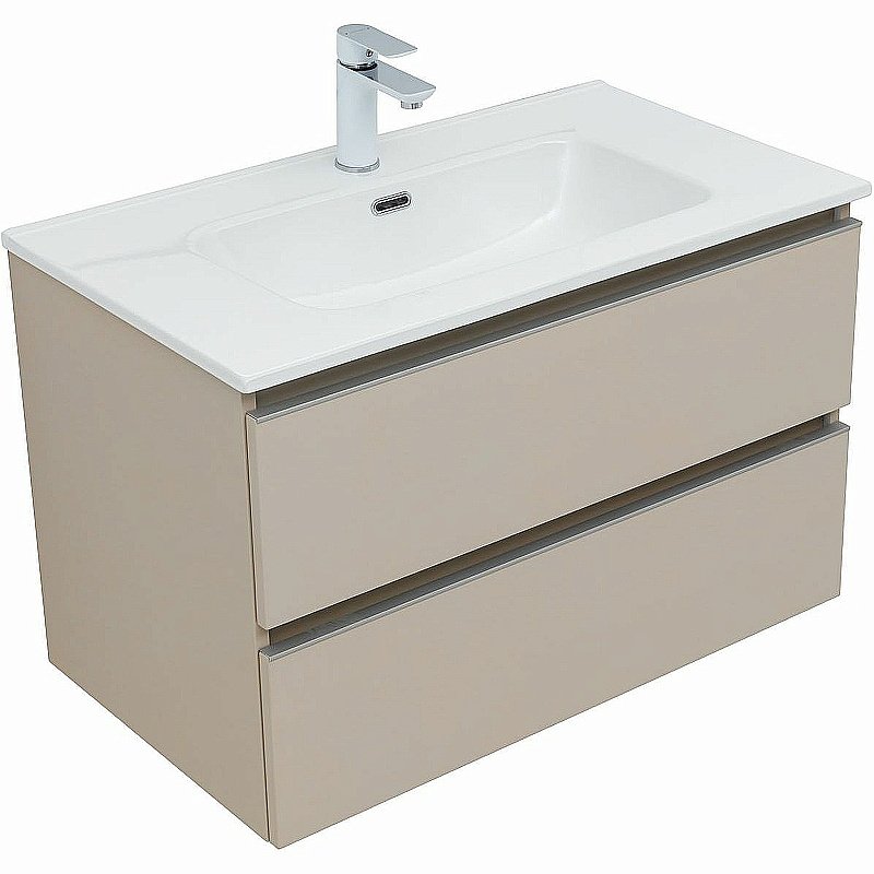 Тумба с раковиной Aquanet Вега 80 329585 бежевая для ванной в интернет-магазине Sanbest