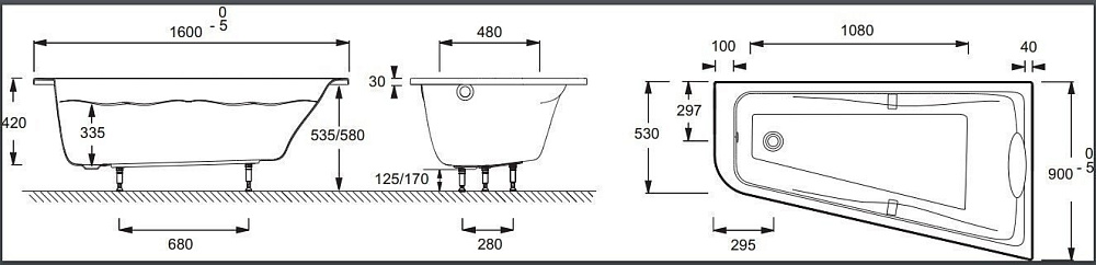 Ванна Jacob Delafon ODEON UP E6081-00 160х90 купить в интернет-магазине Sanbest