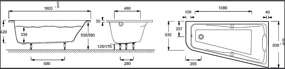 Ванна Jacob Delafon ODEON UP E6081-00 160х90 купить в интернет-магазине Sanbest