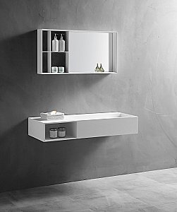 Тумба с раковиной ABBER Stein AS2640-1.0 L/R 100 белая матовая для ванной в интернет-магазине Sanbest