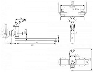 Смеситель для ванны Bravat DROP-D F648162C-LB-RUS купить в интернет-магазине сантехники Sanbest