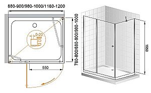 Душевой уголок Cezares Elena 120х90 ELENA-W-AH-1-120/90-P-Cr стекло матовое/профиль хром купить в интернет-магазине Sanbest