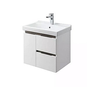 Тумба с раковиной Акватон Рене 60 белая/грецкий орех для ванной в интернет-магазине Sanbest