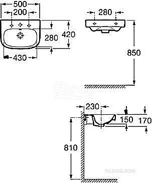 Раковина Roca Debba 50 32799600Y белая купить в интернет-магазине Sanbest