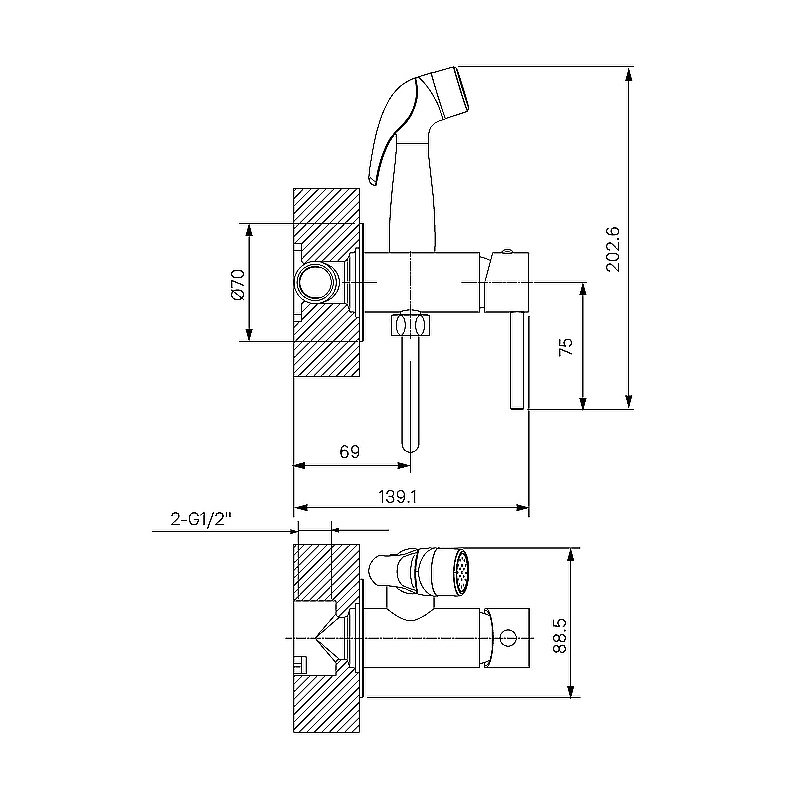 Гигиенический душ Milardo Tidy 001WTR0M08 белый купить в интернет-магазине сантехники Sanbest