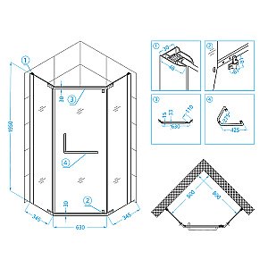 Душевой уголок RGW Passage PA-081B 80x80 35088188-14 стекло прозрачное/профиль черный купить в интернет-магазине Sanbest