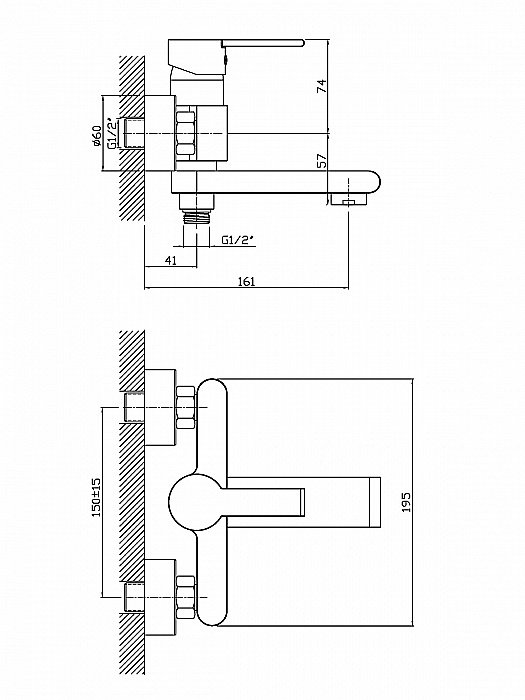 Смеситель для ванны Agger Strong A1410000 купить в интернет-магазине сантехники Sanbest