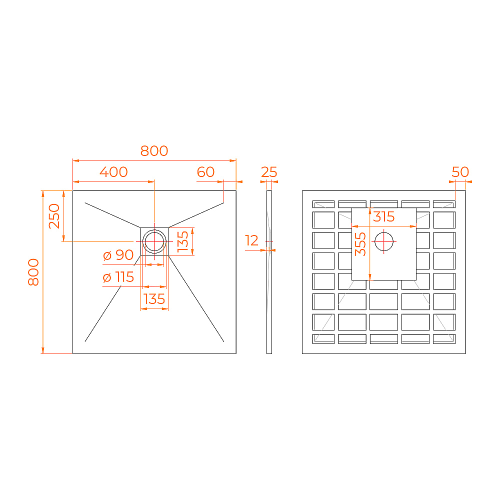 Душевой поддон RGW Stone Tray-W 14152088-01-11ST 80х80 белый купить в интернет-магазине Sanbest