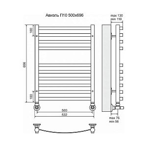 Полотенцесушитель водяной Terminus Авиэль П10 500x696 купить в интернет-магазине сантехники Sanbest