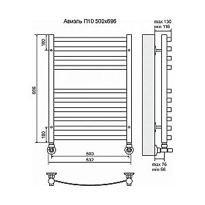 Полотенцесушитель водяной Terminus Авиэль П10 500x696 купить в интернет-магазине сантехники Sanbest