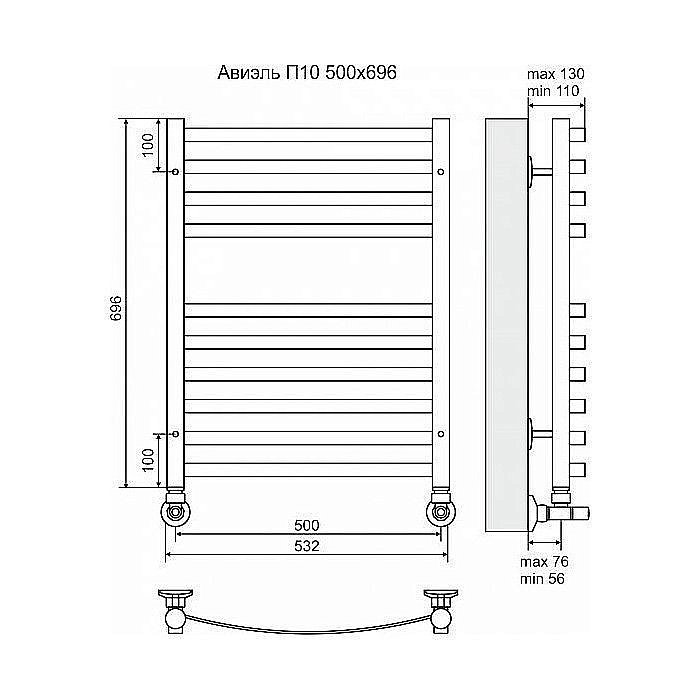 Полотенцесушитель водяной Terminus Авиэль П10 500x696 купить в интернет-магазине сантехники Sanbest