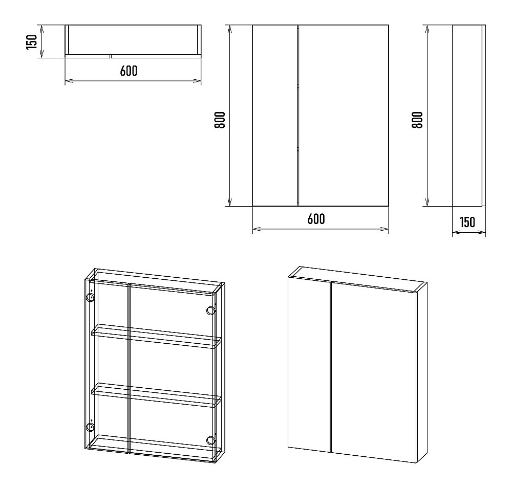 Зеркальный шкаф Misty Аура 60 Э-Аур02060-01 белый купить в интернет-магазине сантехники Sanbest